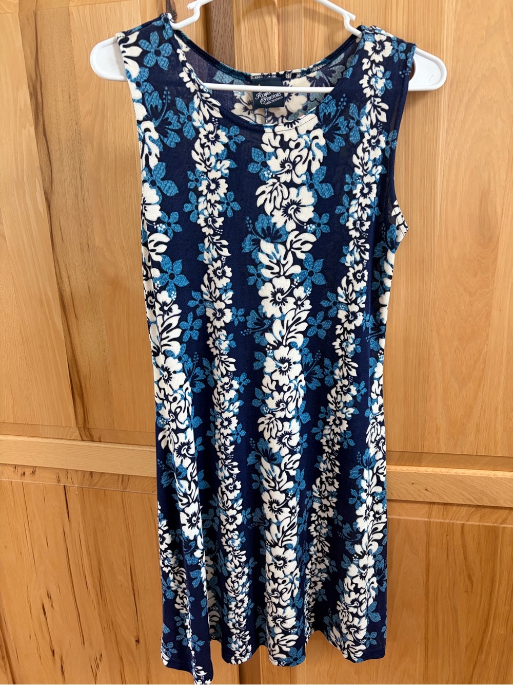 Vintage Hawaii Sleeveless Navy Blue Floral Dress